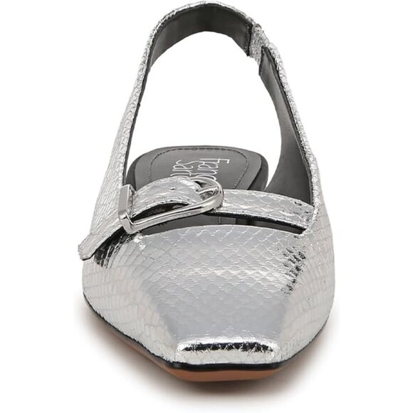 NEW Franco Sarto Shoes Silver Metallic Snakeskin Pattern Party Heels Slingbacks - Picture 6 of 10